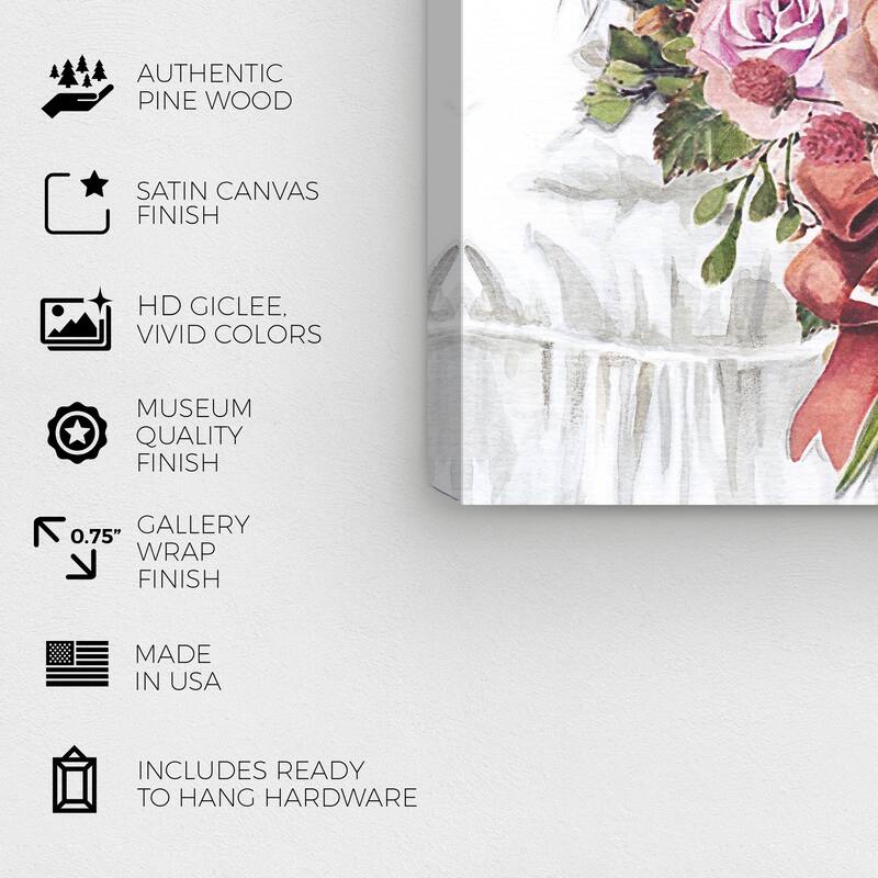 Wynwood Studio Canvas Floral and Botanical Doll Memories - Floral mood Pink and Modern & Contemporary Wall Art Canvas Print