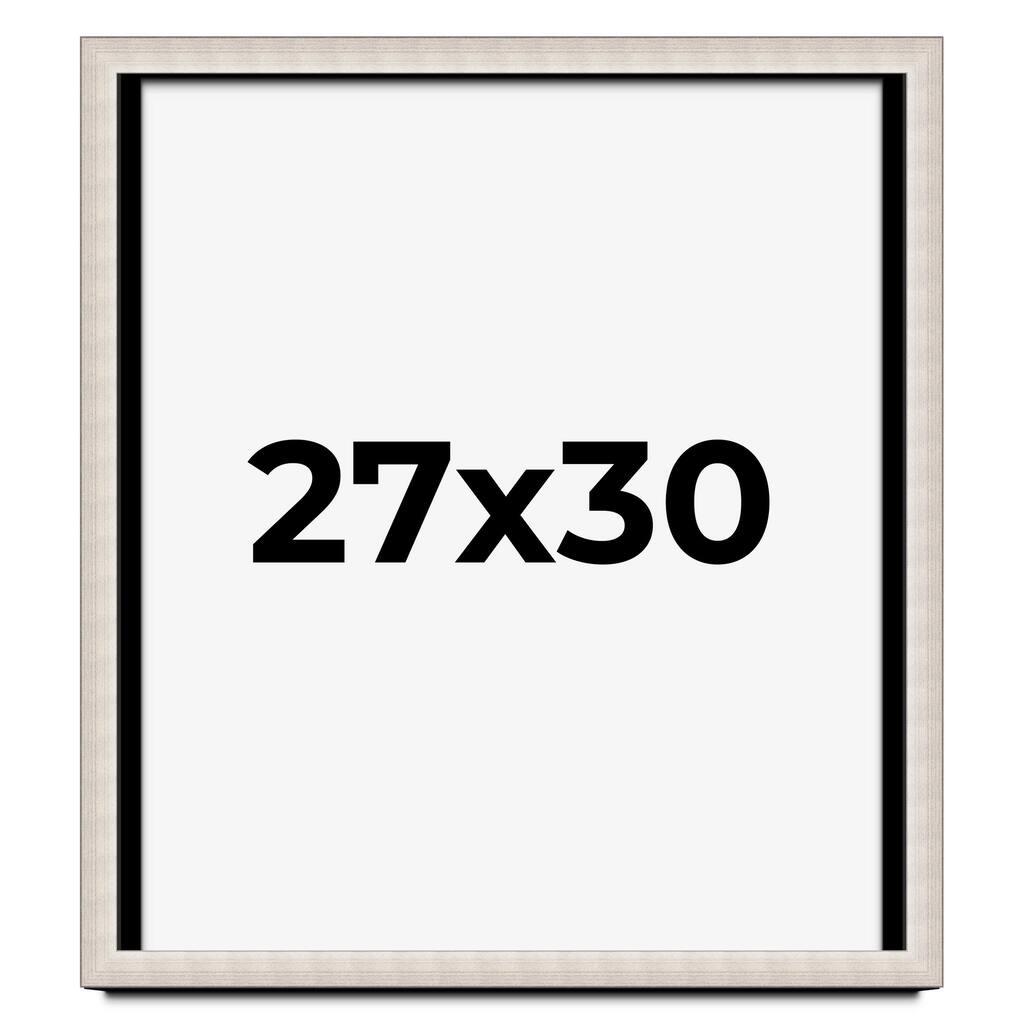 27x30 Shadow Box Frame Silver Real Wood Contemporary Shadowbox Display Frame UV Acrylic Front Acid Free Backing and Hardware