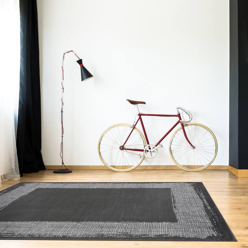 Beverly Rug Modern Border Indoor Area Rug with Jute Backing for Living Room, Kitchen, Bedroom
