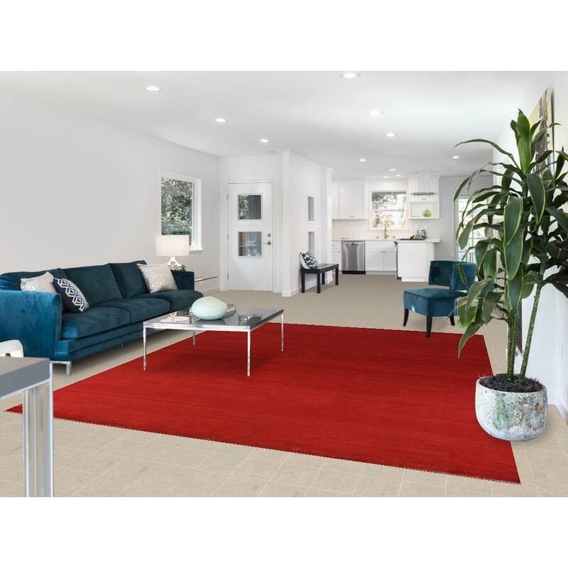 Red Gabbeh Oriental Area Rug Handmade Wool Carpet - 8'2" x 9'8"