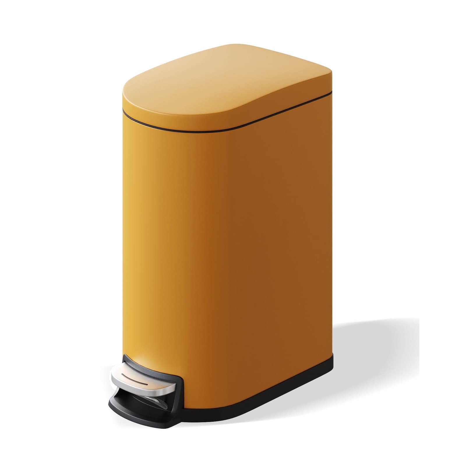 2.6 Gal/10L Slim Metal Bathroom Trash Can, Stainless Steel Step-On, Odor Control, Removable Inner Bucket, Waterproof