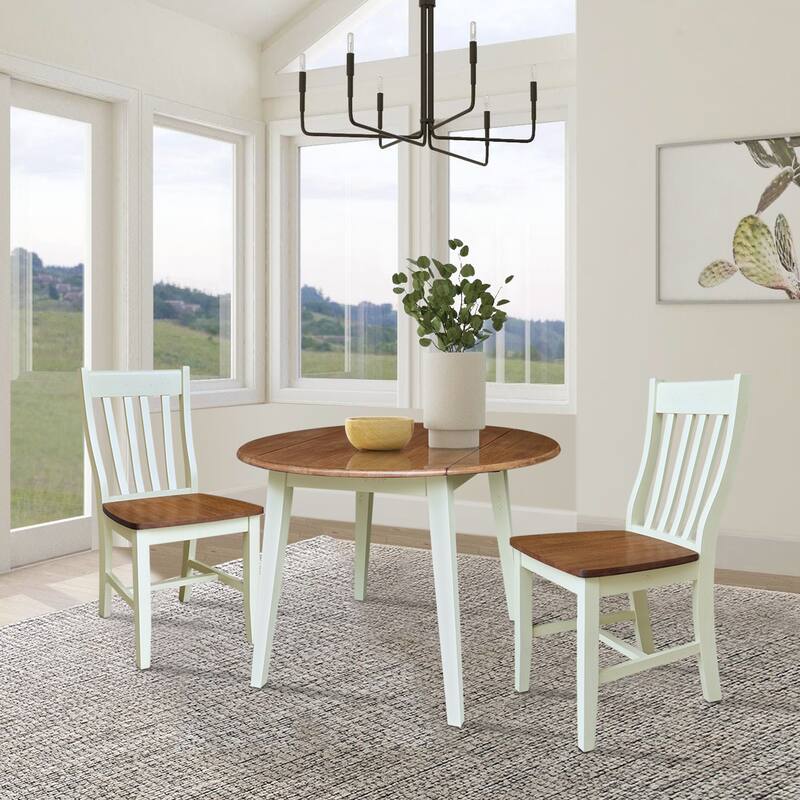 42" Round Dual Drop Leaf Dining Table with Chairs
