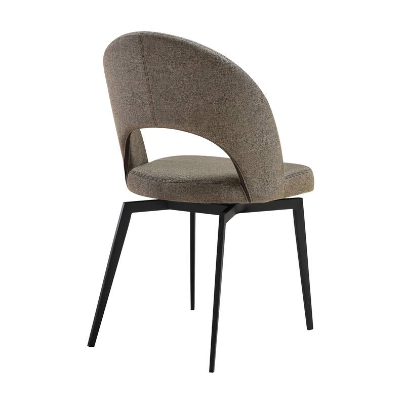 Lucia Brown or Grey Upholstered Swivel Dining Chairs - Set of 2