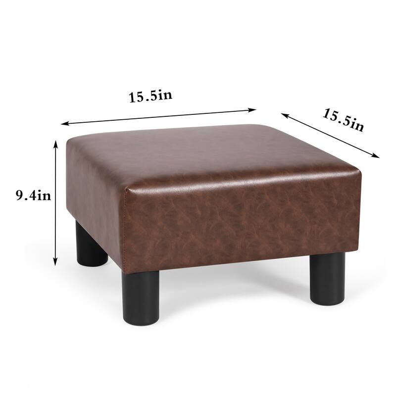 Adeco Footstool Ottoman PU Leather Footrest Modern Square Stool
