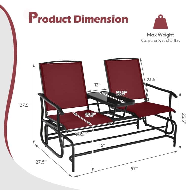 Comfortable 2-Person Loveseat for Patio and Garden - 57" x 28" x 38" (L x W x H)