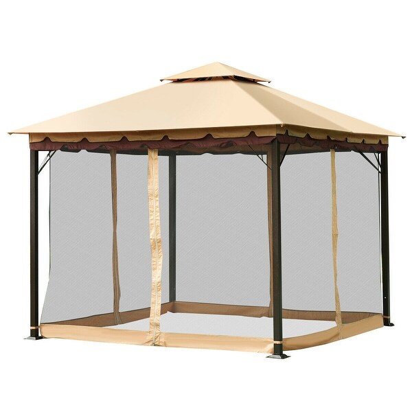 Shop Costway 2-Tier 10'x10' Gazebo Canopy Tent Shelter ...