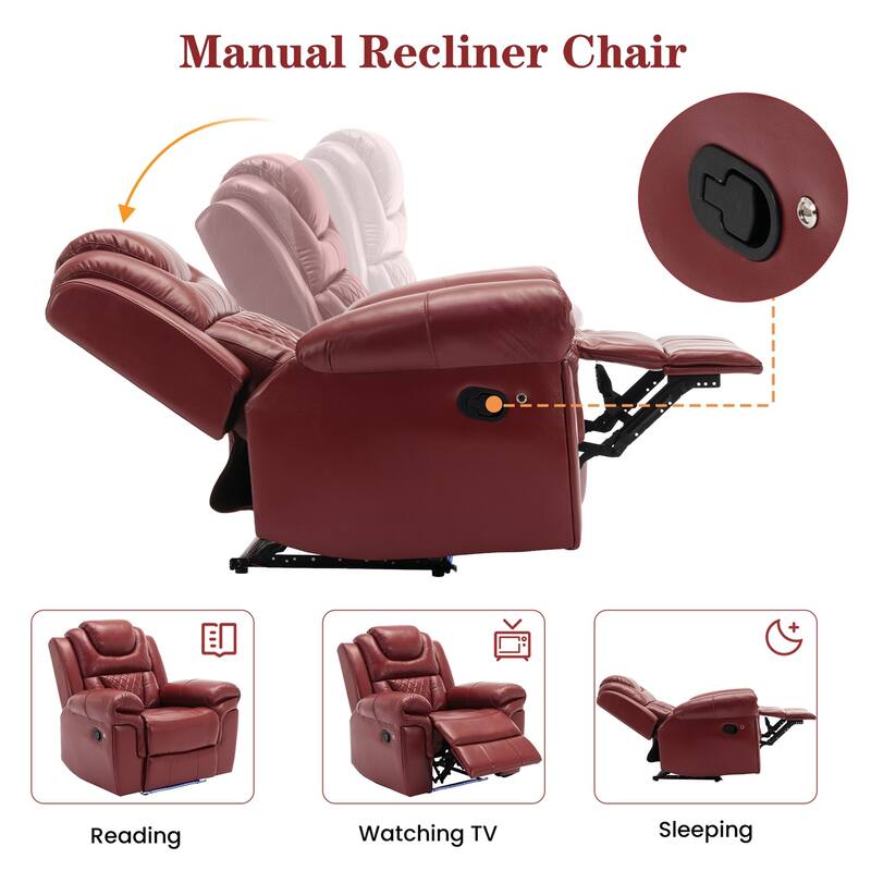 Merax Home Theater Seating Manual Recliner Chair with LED Light Strip