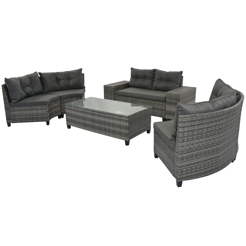 GO 8-pieces Outdoor Wicker Round Sofa Set
