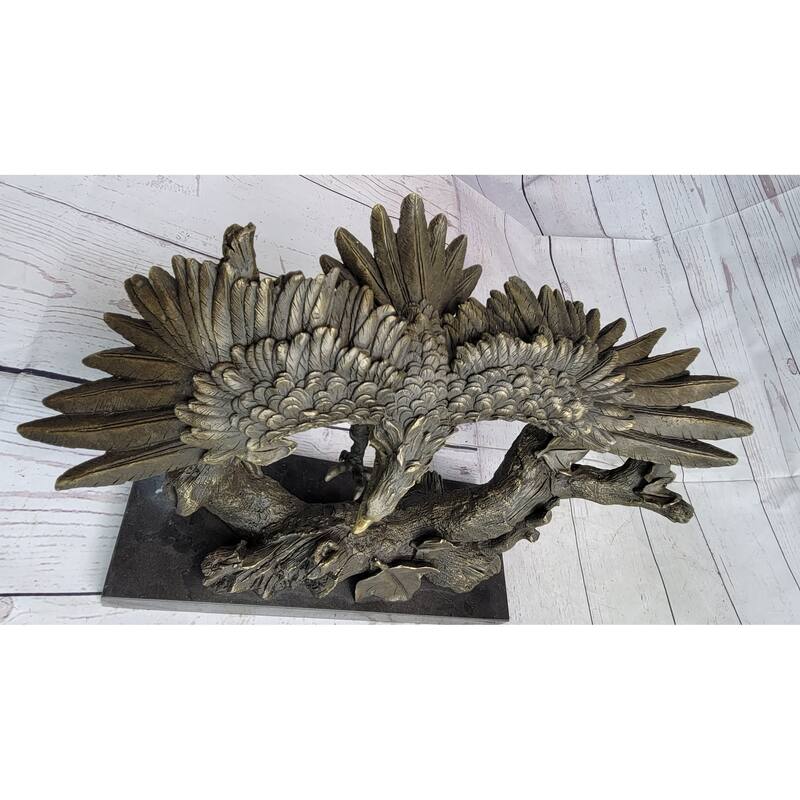 Original Milo Large American Bad Eagle Landing Bronze Sculpture Statue Figurine