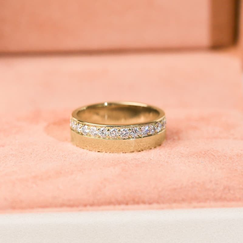 Kobelli 0.50 Carats Lab Grown Diamond Solid 14k Gold Wide Cigar Band Nico Ring