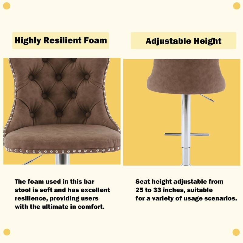 Swivel Foam Barstools Adjusatble Seat Set of 4