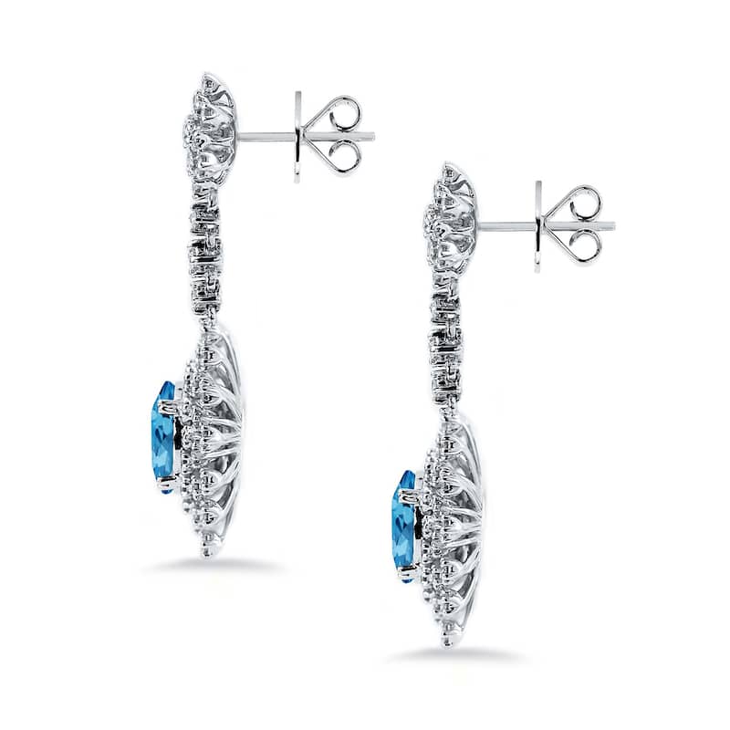 Auriya 6 3/8ct Fancy Oval-cut Topaz Halo Diamond Drop Earrings 1 7/8ctw 18k Gold