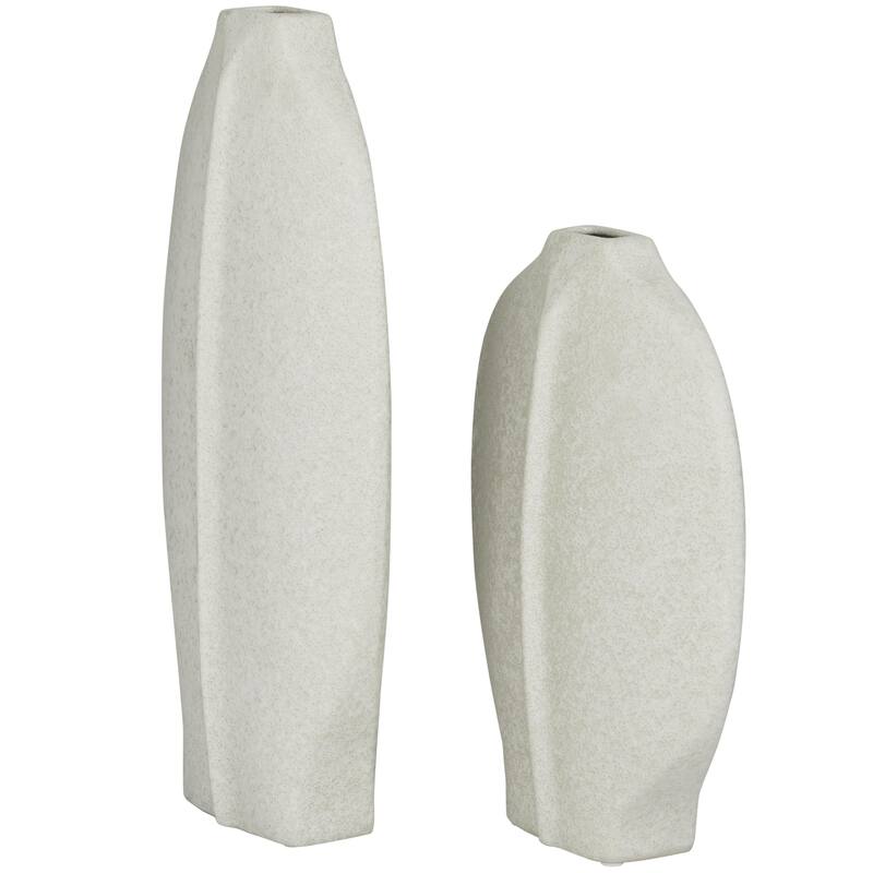 Ceramic Textured Decorative Vase - Set of 2 White or Black - CosmoLiving by Cosmopolitan