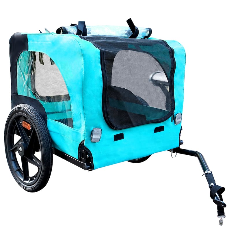 Outdoor Pet Jogging Stroller Foldable Dog Carriers Bicycle Trailer - Light Blue