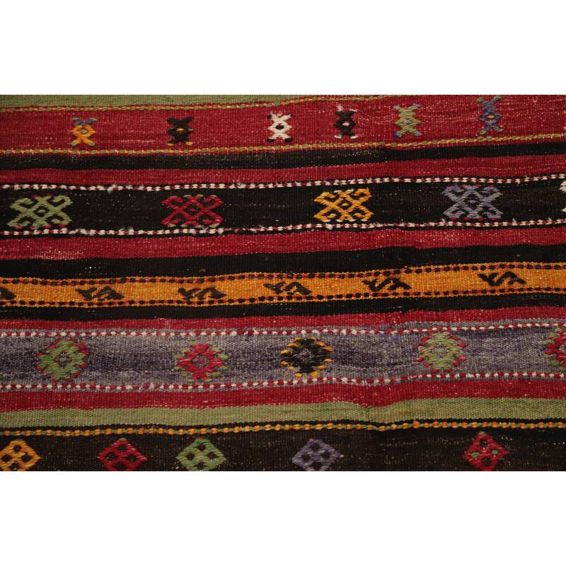 Hand Woven Oriental 100% Wool Carpet Southwestern Tribal Multi-Colored Kilim Area Rug - 9' 7'' X 5' 11''