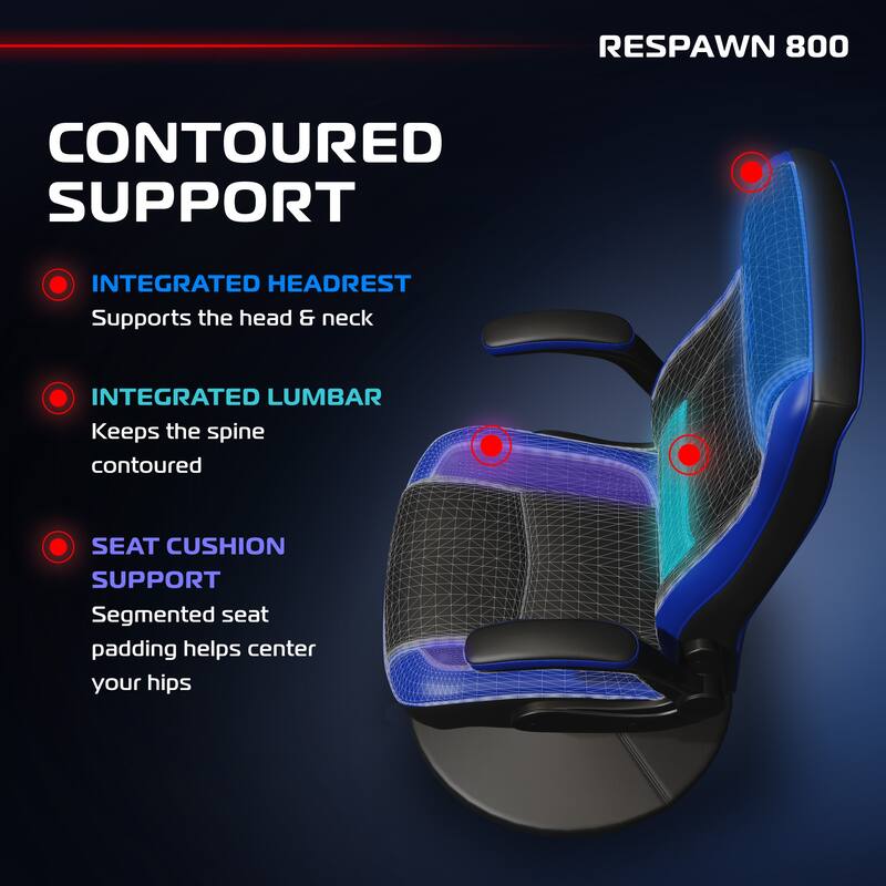 RESPAWN 800 Gaming Chair Floor, Swivel Rocker Gaming Chair, High Back Ergonomic Floor Gaming Chair for Kids and Adults