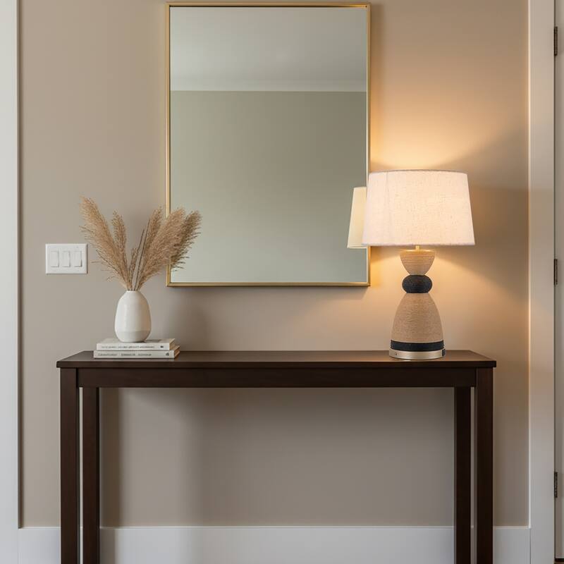 Flora 24" Rattan Table Lamp with USB 3-Way Touch Dimmer