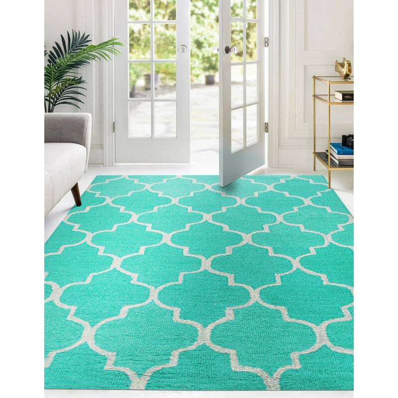 Light Green Contemporary Transitional Geometric Area Rug, Stylish Soft Texture for Bedrooms or Living Rooms - L