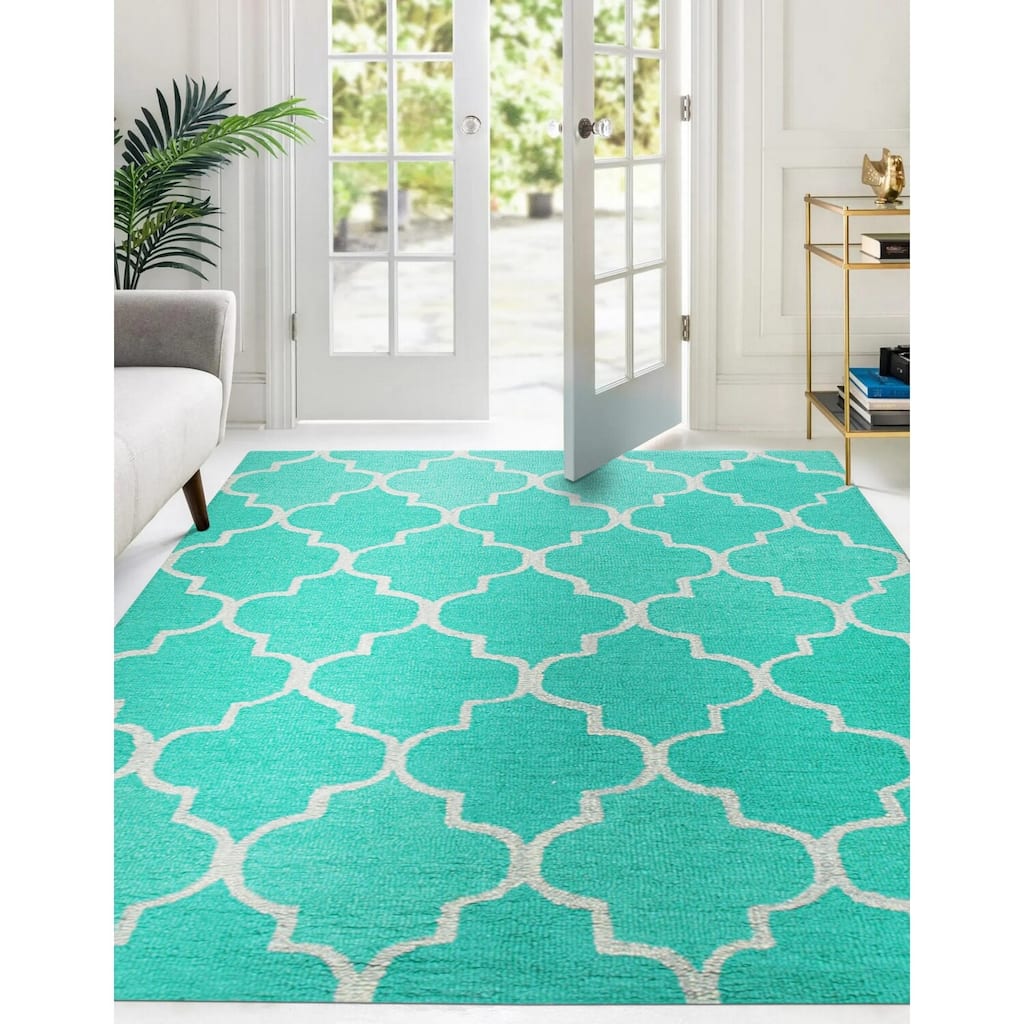 Light Green Contemporary Transitional Geometric Area Rug, Stylish Soft Texture for Bedrooms or Living Rooms - L