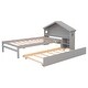 preview thumbnail 8 of 16, Twin Bed with Roofed Bookcase Headboard and Pull-Out Trundle