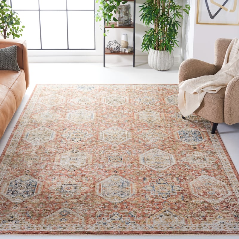 SAFAVIEH Silverado Zena Vintage Oriental Rug - 6'4" Square - Rust/Blue