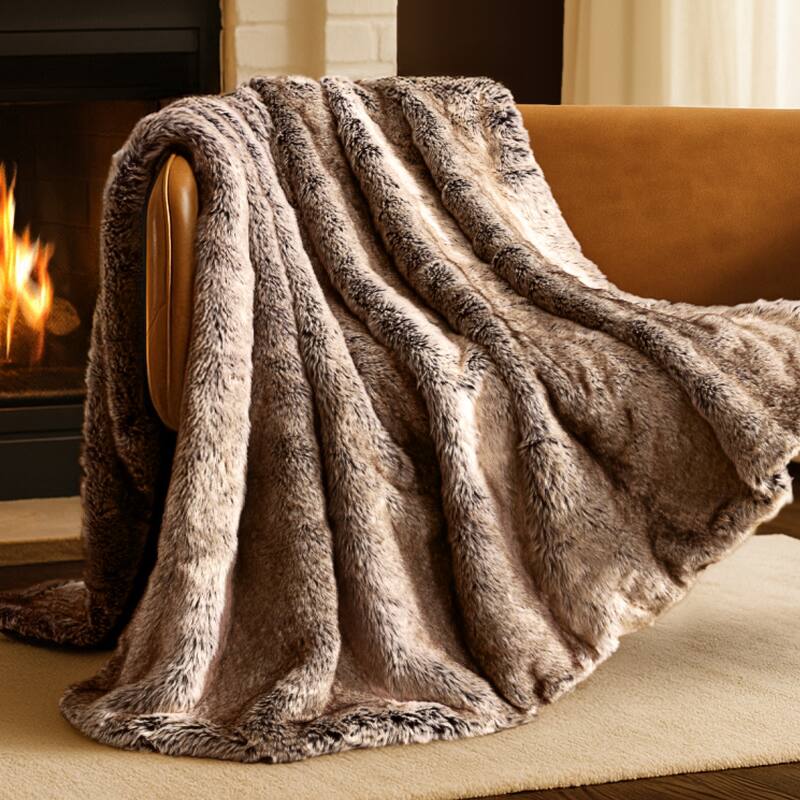 Bare Home Faux Fur Blanket - Ultra-Soft Blanket - Luxurious Fuzzy Warm