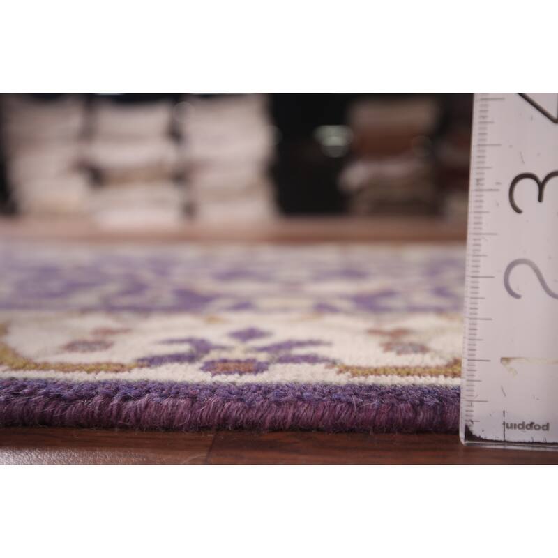 Purple Oushak Oriental Runner Rug Hand-Knotted Hallway Wool Carpet - 2'6"x 10'0"