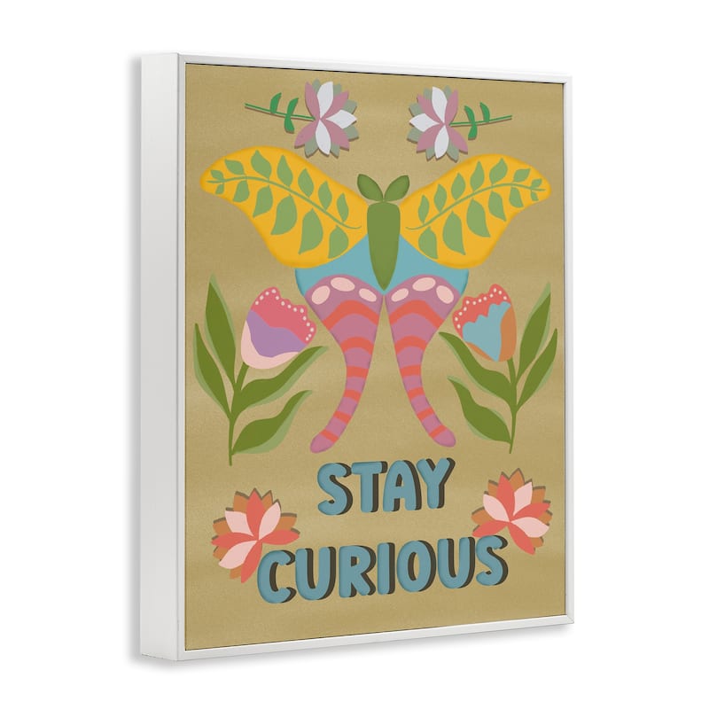 Stupell Stay Curious Butterfly Framed Giclee Art Design By Julia Fox