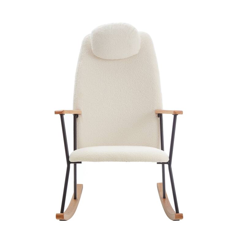 Accent Rocking Chair with Adjustable Headrest Pillow