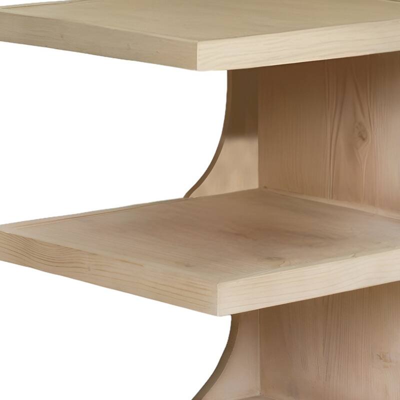HomeRoots 24" Natural Solid Wood End Table With Two Shelves - 24