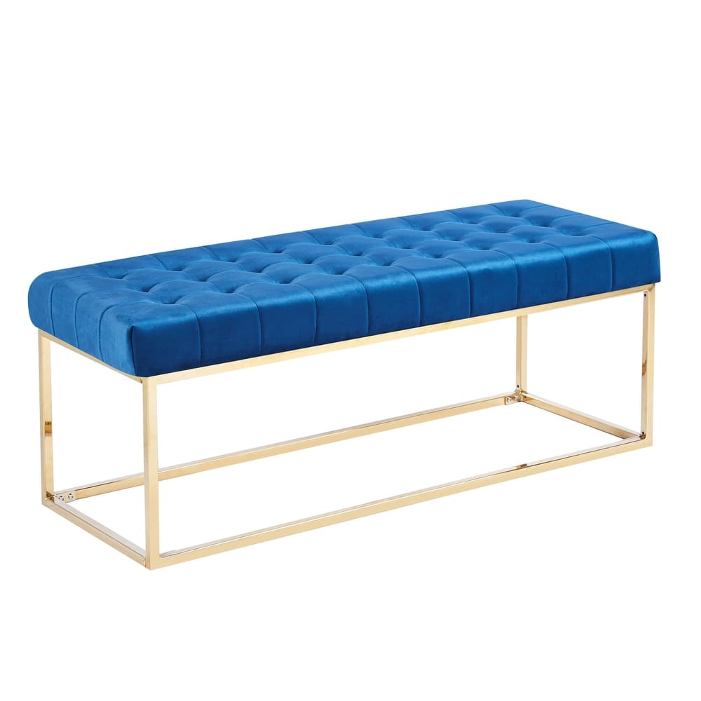 Porthos Home Wenn Tufted Velvet Bench with Gold Chrome Legs