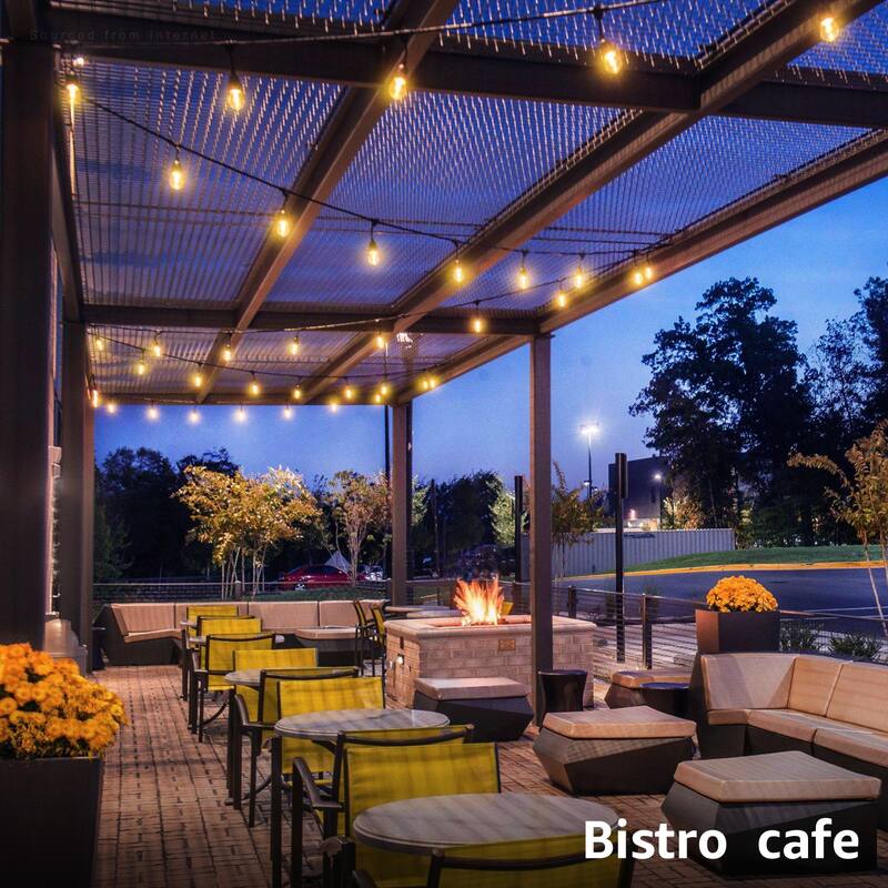 50ft Weatherproof String Lights, Bulbs Included, 15/24 Sockets - LED -15 sockets