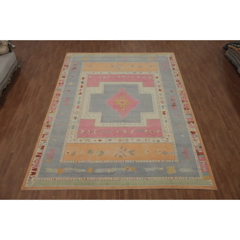 Vegetable Dye Geometric Gabbeh Turkish Large Rug Handmade Wool Carpet - 13' 10'' X 10' 5''
