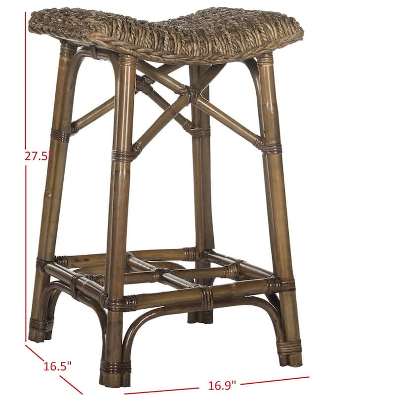 SAFAVIEH Geralde Natural Brown Rattan 27.6-inch Stool - 17Wx17Dx28H