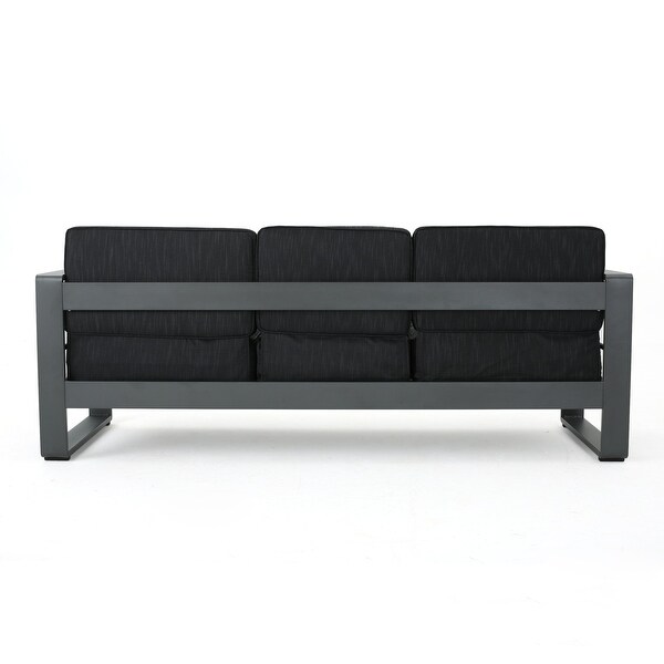 Cape Coral Cushioned Aluminum Outdoor Sofa by Christopher Knight
