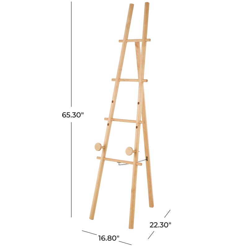 Wood Tall Adjustable 3 Tier Easel with Chain Support - Light Brown - Roche River Decor