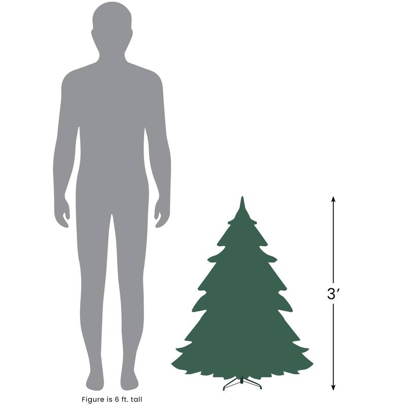 3' Full Canadian Pine Artificial Christmas Tree - Multicolor LED - 3 Foot
