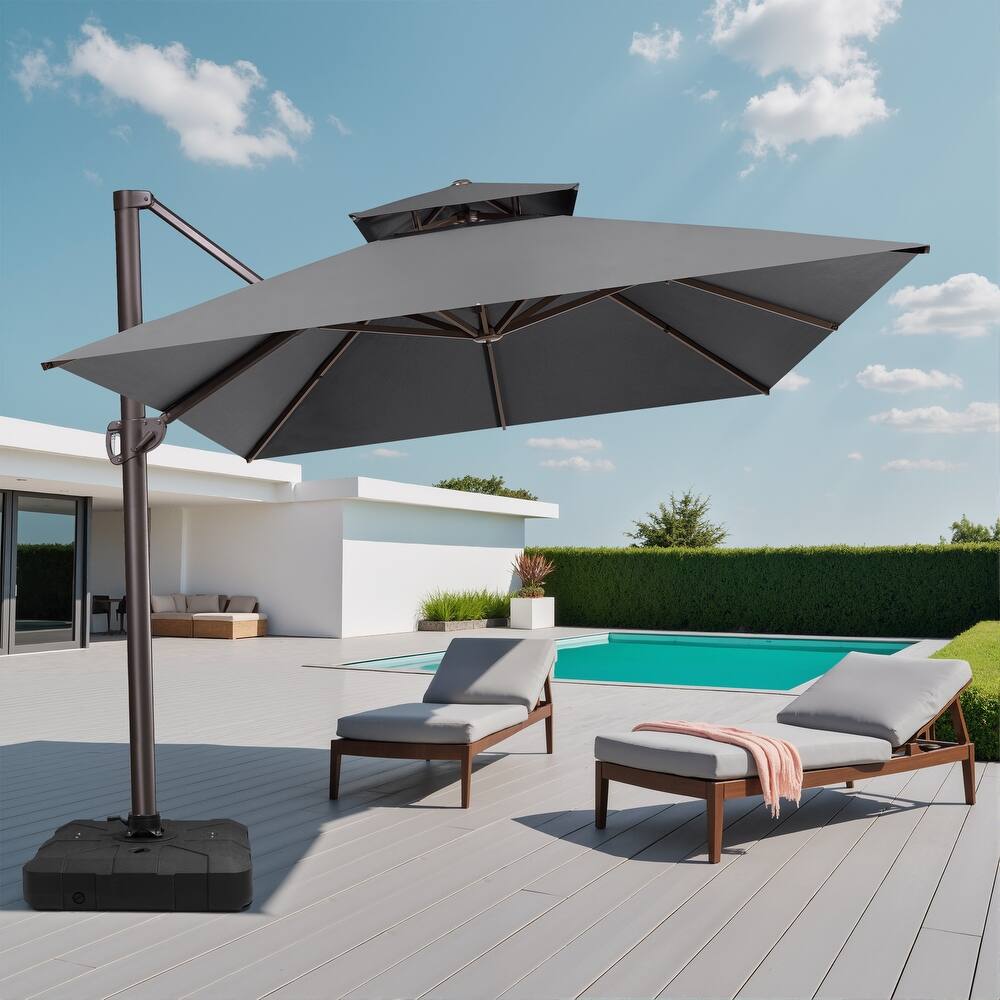 Crestlive Outdoor 13 x 10ft 360-degree Rotation Patio Cantilever Umbrella with Base