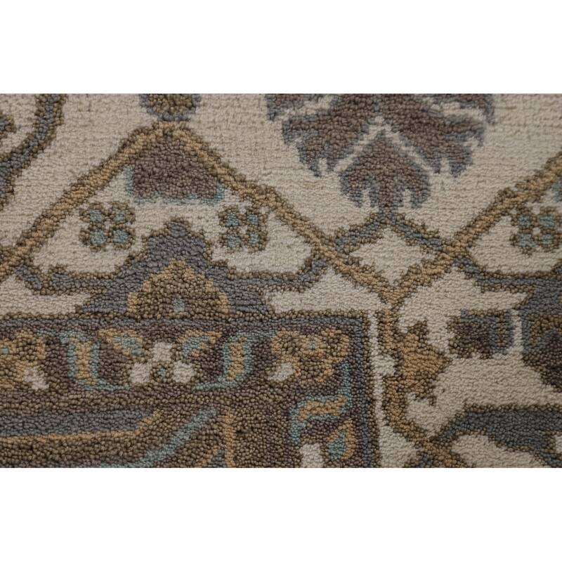 Gray Oushak Indian Area Rug Hand-Knotted Wool Carpet - 8'1"x 9'9"