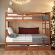 preview thumbnail 1 of 13, Luxury Full-Over-Full Bunk Bed with Ladders and Two Storage Drawers, Maximized space, Solid Construction, Walnut Walnut