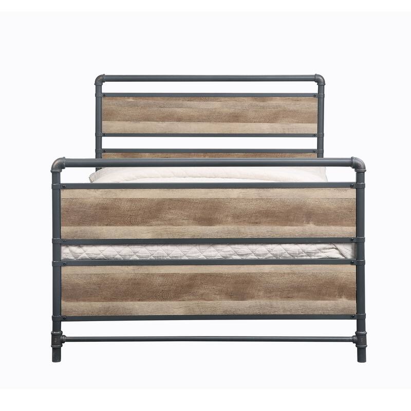 Mankato Antique Oak and Sandy Grey Wooden Headboard Full Bed