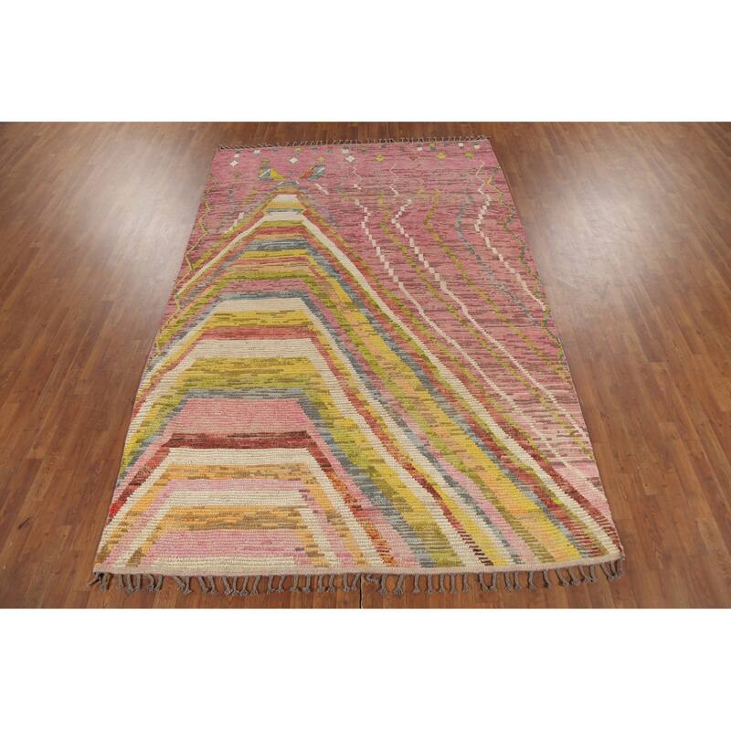 Moroccan Abstract Rug Hand-Knotted Abstract Wool Carpet - 6'10"x 10'4"