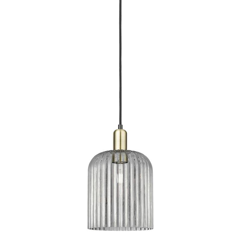 Innovations Lighting 716-1P-14-8 Bridal Veil Pendant Bridal Veil 8" - Black Antique Brass / Light Smoke