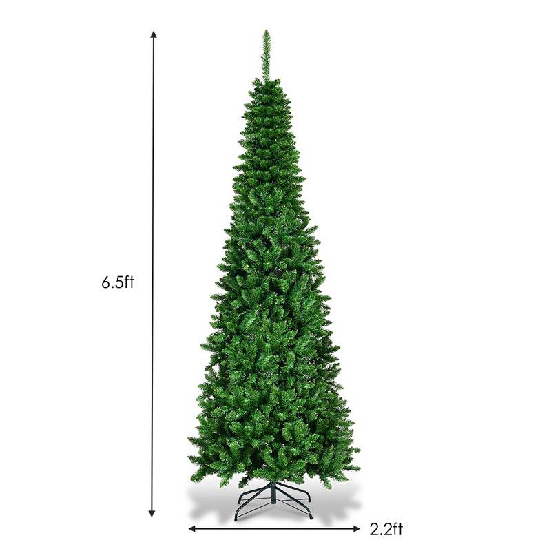 Pre-Lit PVC Artificial Pencil Christmas Tree Warm White Lights & Stand