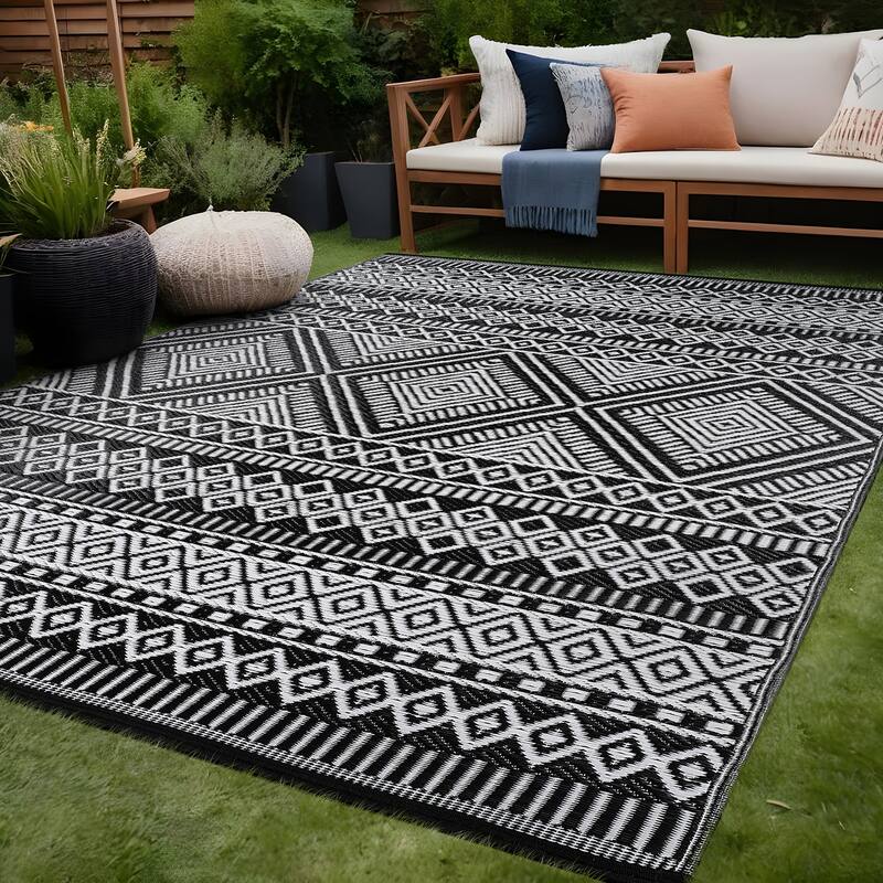 Beverly Rug Reversible Mats Plastic Outdoor Rug for Camping, Patio, Backyard, RV, Picnic, Deck