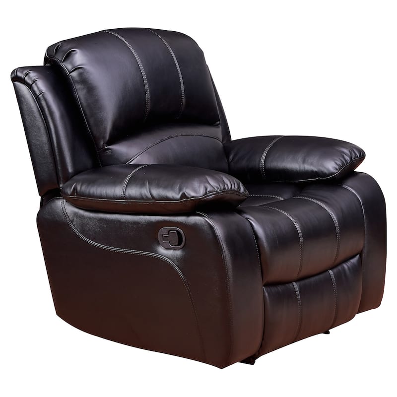 Vanity Art Bonded Leather Glider Recliner Club Chair for Living Room - Black