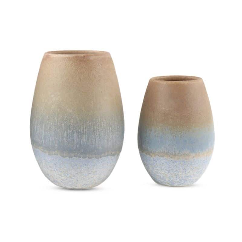 ARIA HOME Set of Two Ombre Coastal Chic Ceramic Vases