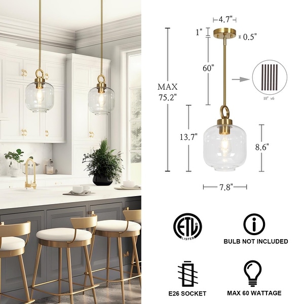 Cavitt Mid century Modern Unique Pendant Lights Farmhouse Glass Kitchen Island Lighting D 7.8 x H 75.2 On Sale Bed Bath Beyond 36495319