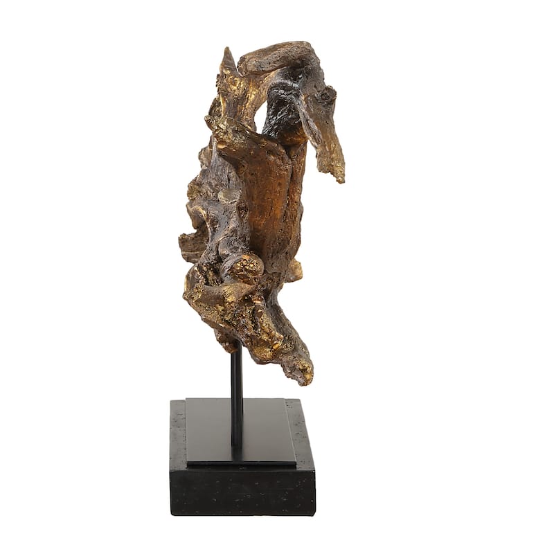 Gilded Branch Sculpture with Base - 25" - Brown and Black