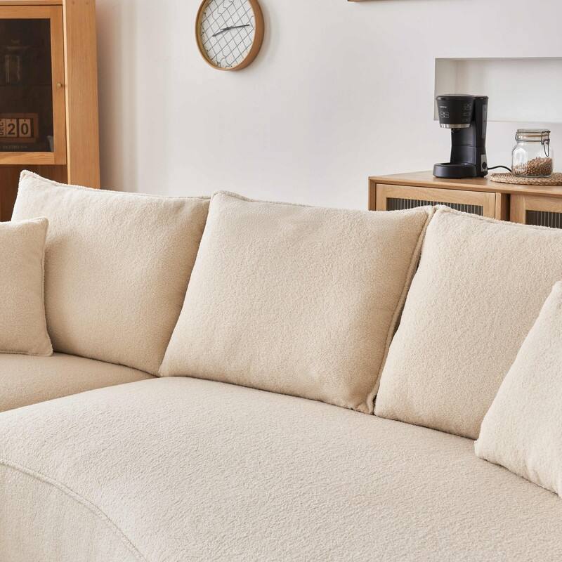 123" Modern Curved Sectional Sofa Couch With Chaise, Upholstery Boucle Sofa Couch With Pillows For Living Room, Left Facing 